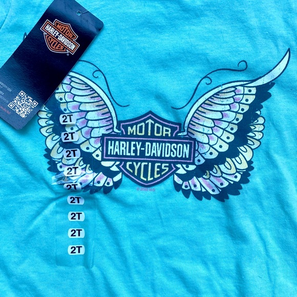 NWT Bundle Girls Kids Harley Davidson Winged Blue Pink Tops Size 2T 2 - Picture 2 of 10